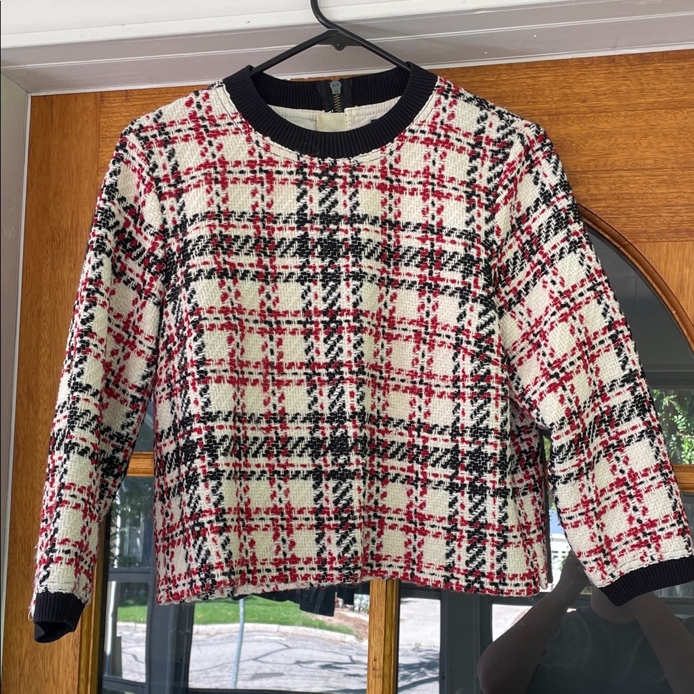 W by Worth tweed red and black sweater size 8